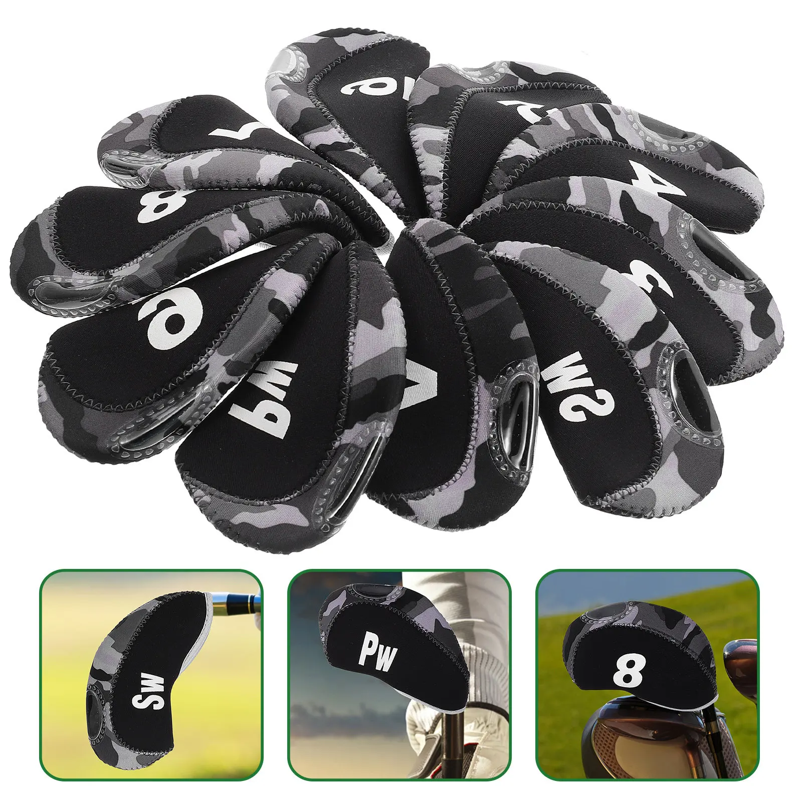 10Pcs Putter Cover Golf Head Cover Neoprene Club Protector Waterproof Elastic Lightweight for Blades and Mallet Putters Travel