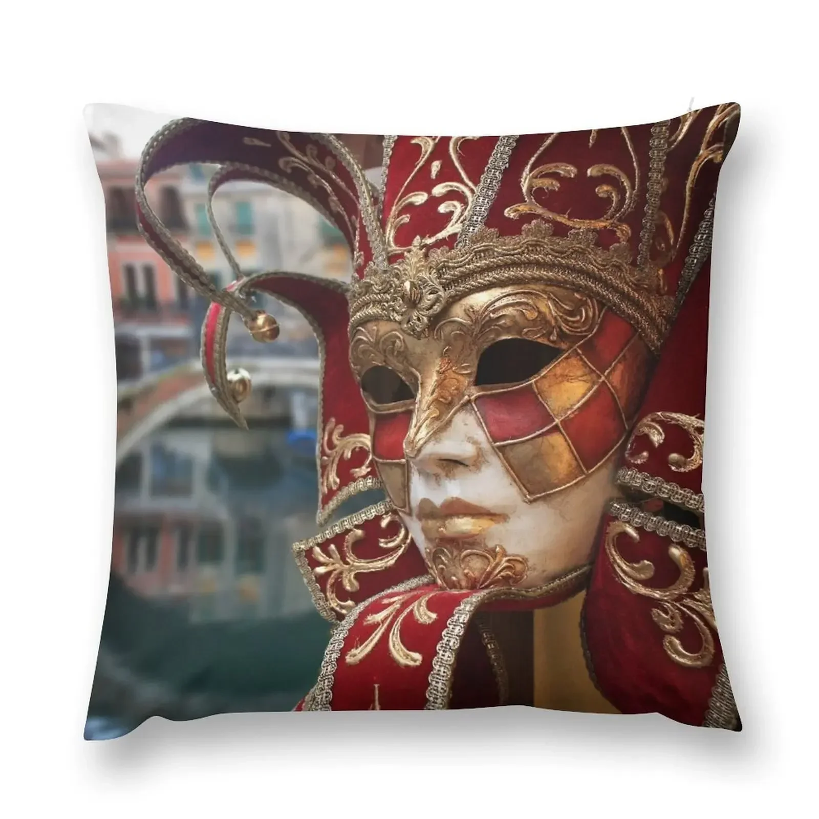 Venetian Carnival Mask, Venice canal, Venetia, Italy Throw Pillow anime girl ornamental pillows pillow