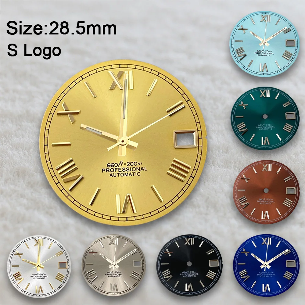 New 28.5mm S Logo Rome Sunburst Dial Fit NH35/NH36/4R/7S Movement High Quality Sunray Dial Watch Modification Accessories