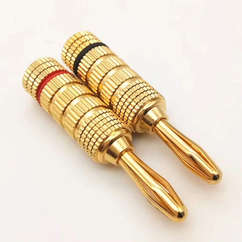 Banana Connector 4mm Speaker Wire Banana Plugs 24K Gold Plated Copper Banana Jack Amplifier Connector HiFi Audio Cable Adapter