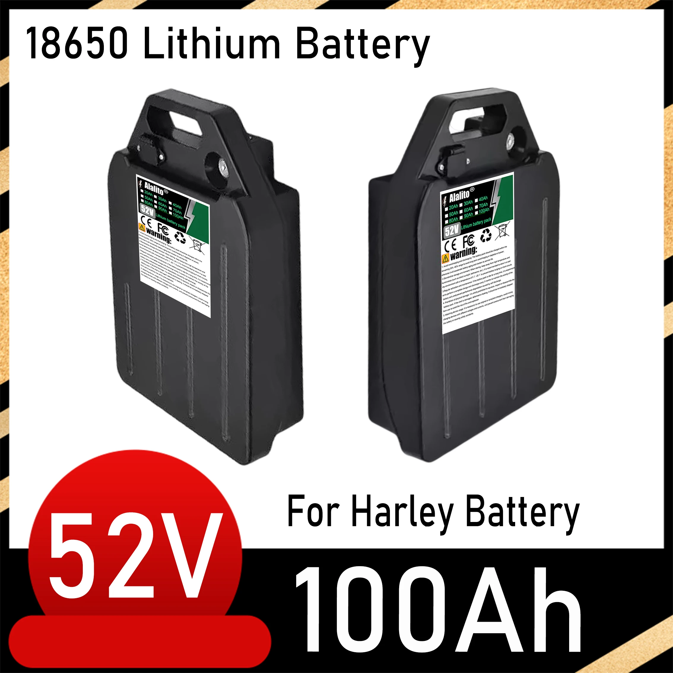 

52V 20Ah-100Ah， 18650 lithium battery, suitable for 250-2000W motors, large capacity battery