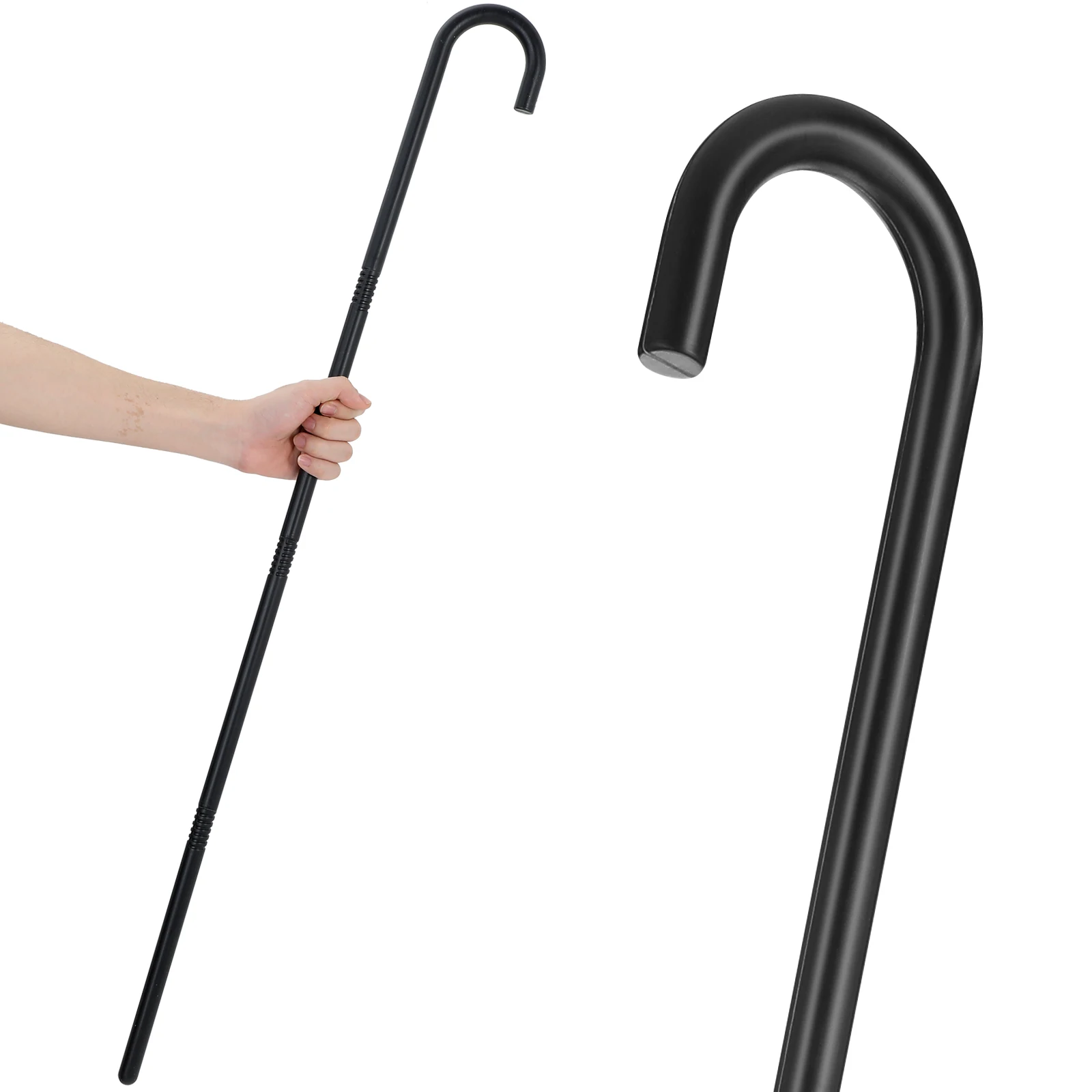 

Decorative Party Crutches Magician Stick Plastic Full Black 4 Sections Halloween Prop Suitable for Role Playing