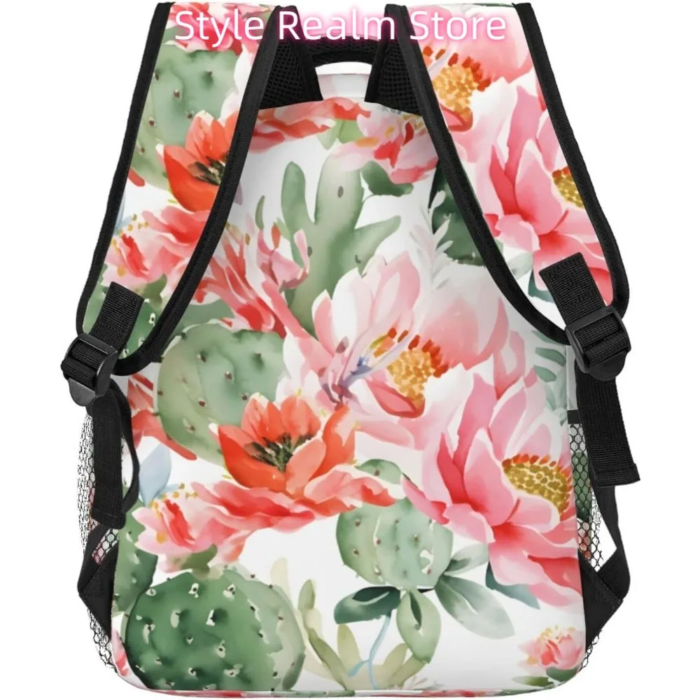Mochila ligera para ordenador portátil con diseño de flor de Cactus del desierto, mochila informal de viaje multiusos, mochilas universitarias Unisex para hombres