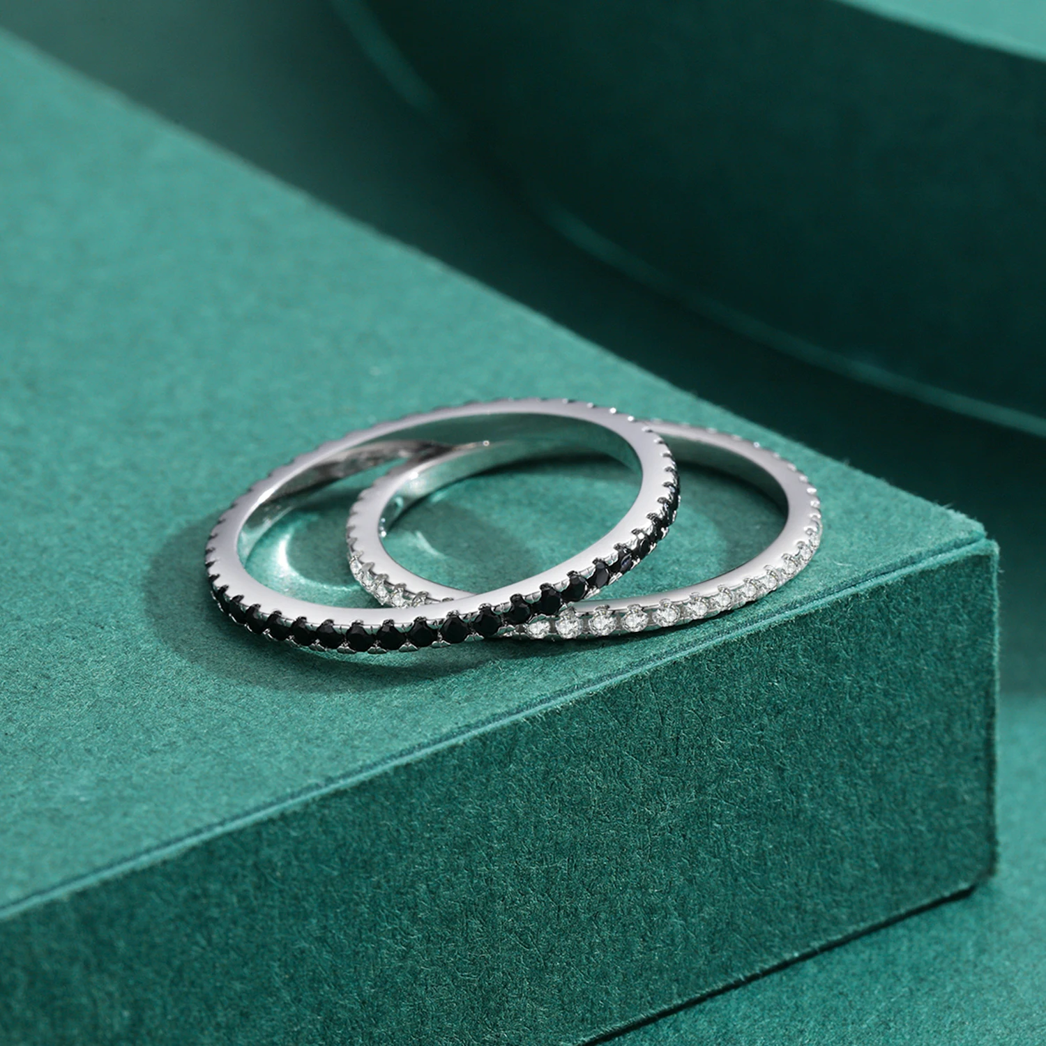 MODIAN Echt Zilver Zwart Zirconia Stapelbare Ringen Mode Kristal 925 Sterling Zilveren Vinger Ringen voor Vrouwen Party Fijne Sieraden