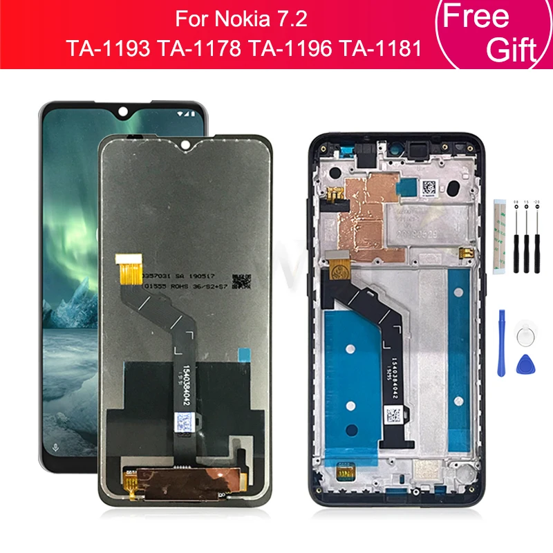 For Nokia 7.2 LCD Display Touch Screen Digitizer Assembly TA-1193 TA-1178 TA-1196 TA-1181 lcd Replacement Repair Parts 6.3