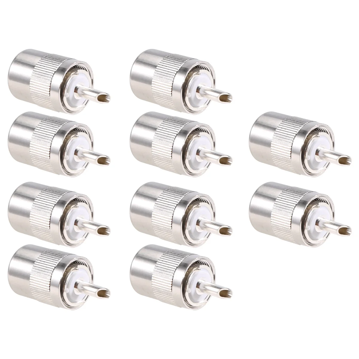 10pcs Connector UHF male PL259 plug solder RG8 RG213 LMR400 7D-FB cable silver