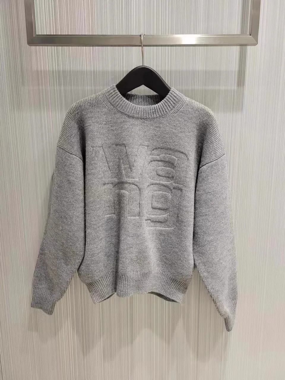 

LIMANER25 round Ne Loose Long Sve Knitted Base irt Letter Pattern Casual Sle Women's Top Comfortable Midweight Knitwear