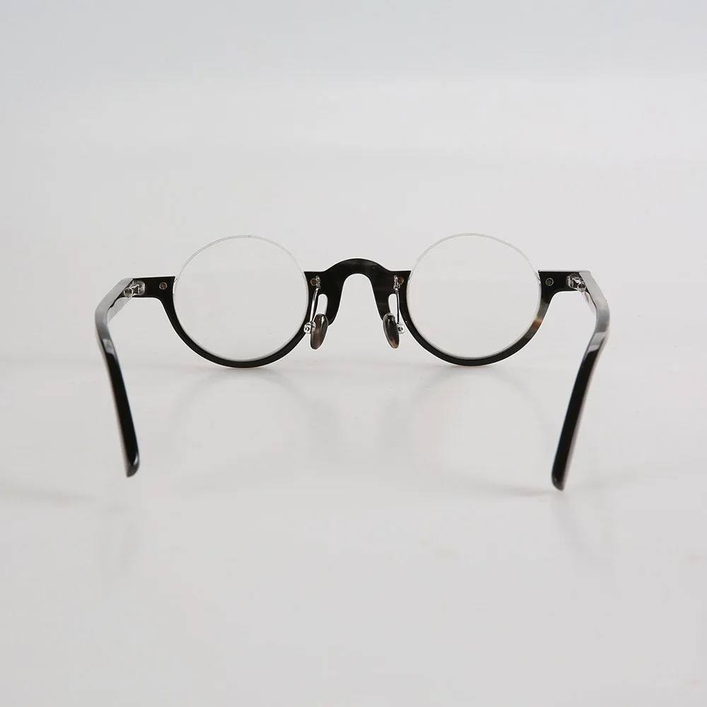 Eyewear Unique Round Half Rim Retro Handmade Natural Horn Reading Prescription Eyeglass Frames For Men Women Glasses Frame