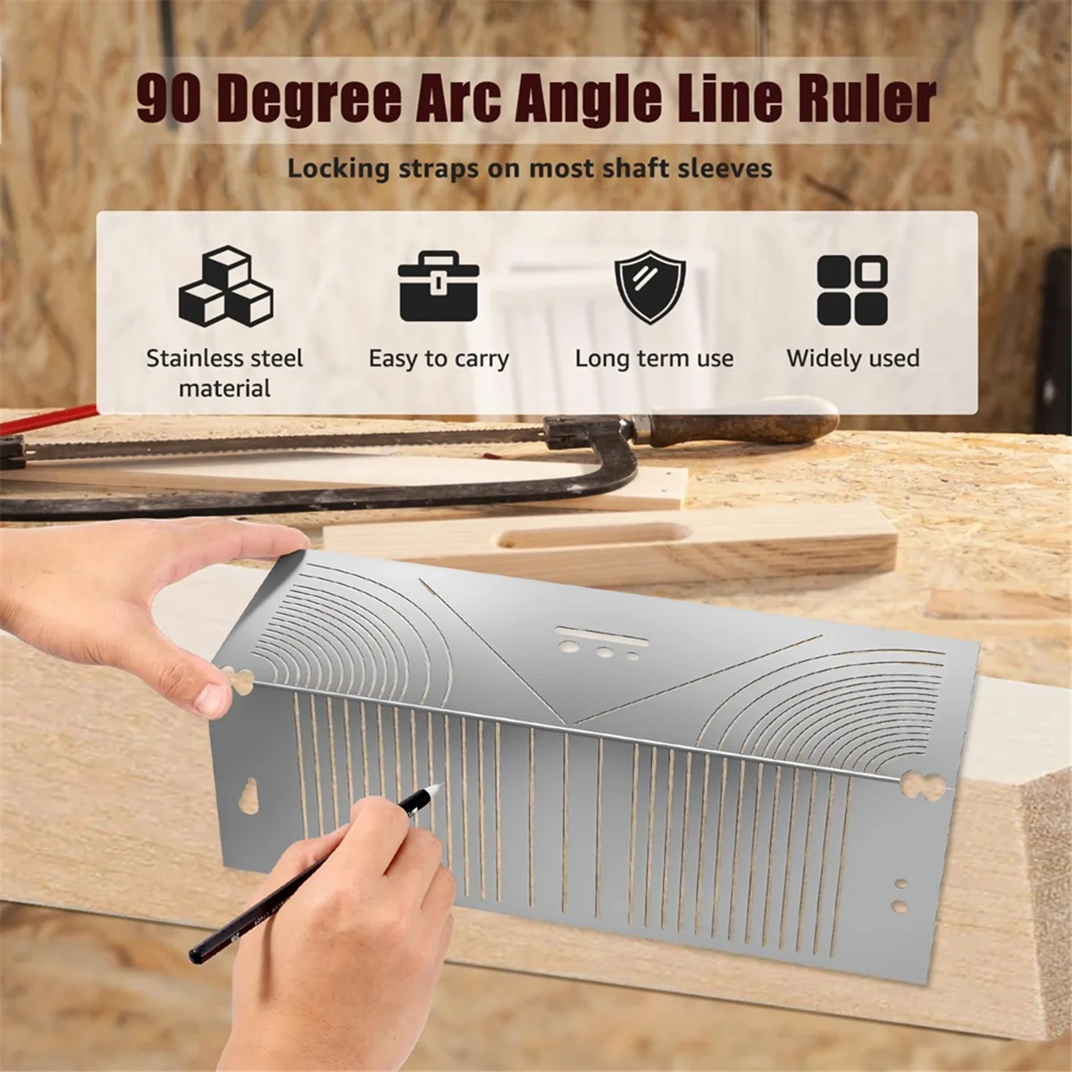 AAA87 Alat Penanda Busur Sudut Fleksibel Presisi, Scriber Busur Linier Baja Tahan Karat Dapat Disesuaikan, Alat Tabung (20-65, 20-80, 20-100)