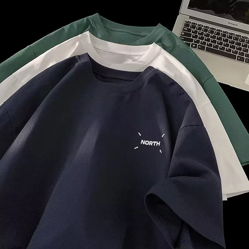 Minimalist Logo Print T-shirt 【 M-8XL 】 Fashion Summer Men's Super Large T-shirt Sports And Leisure Style Loose Trend