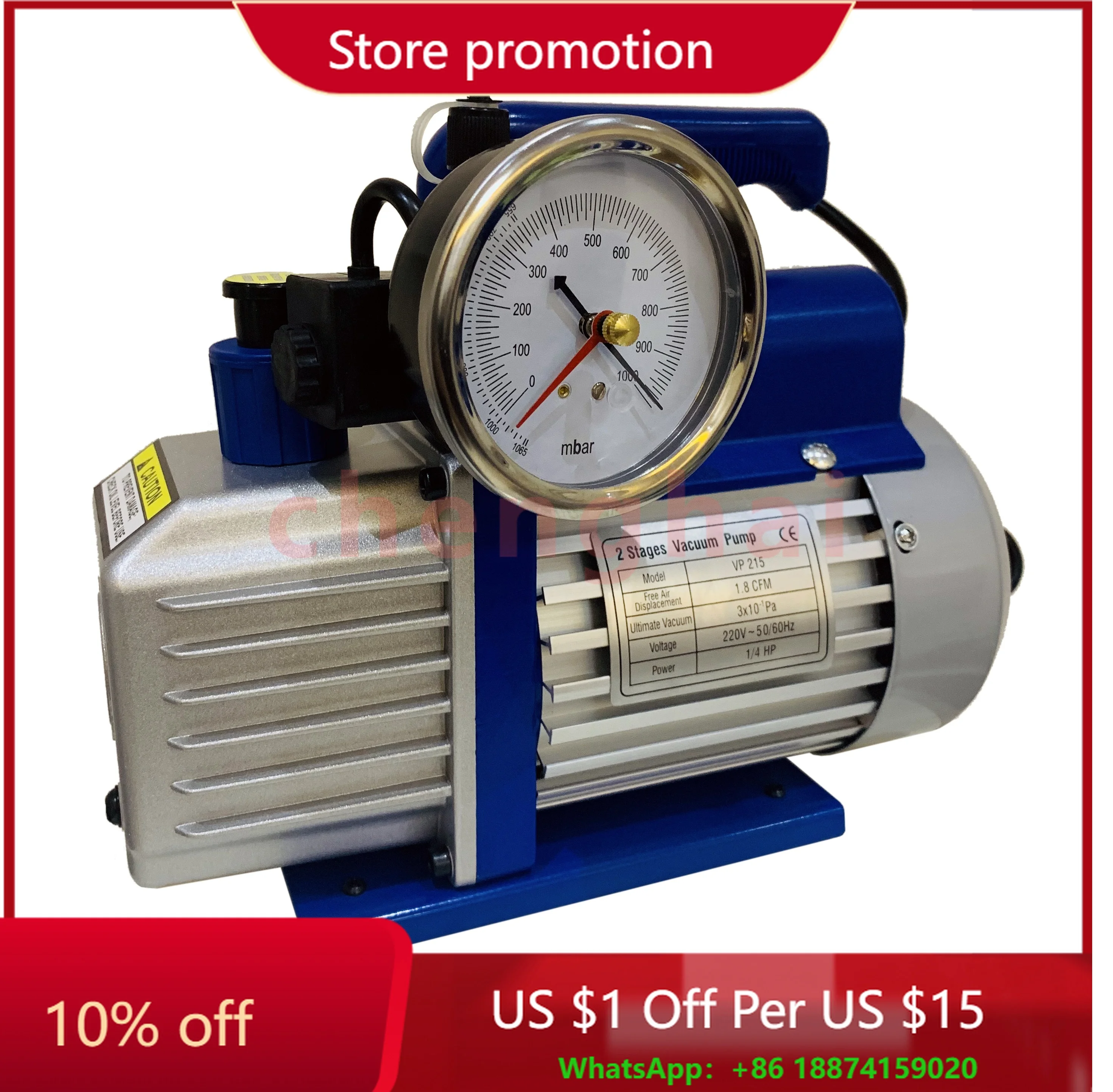 

Портативный холодильный вакуумный насос HVAC для кондиционера с электромагнитным манометром 80 мм для R410A, R134A ROTARY VANE VACUUM PUMP