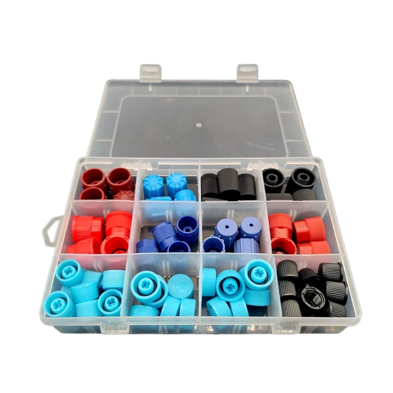 77 PCS Universal Car Auto A/C R134a R12 High Low Side AC System Valve Core Dust Caps Set Air Seal Replacement Air Conditioning