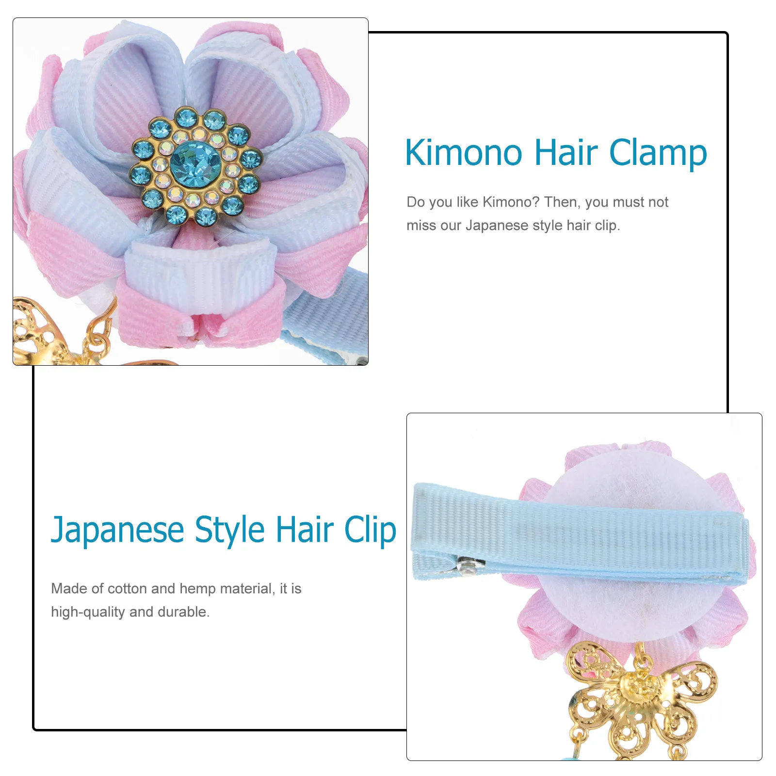 1Pair Flower Hairpin with Long Tassel Japanese Style Hair Clip High Quality Light Weight Hair Clamp for Women Kimono