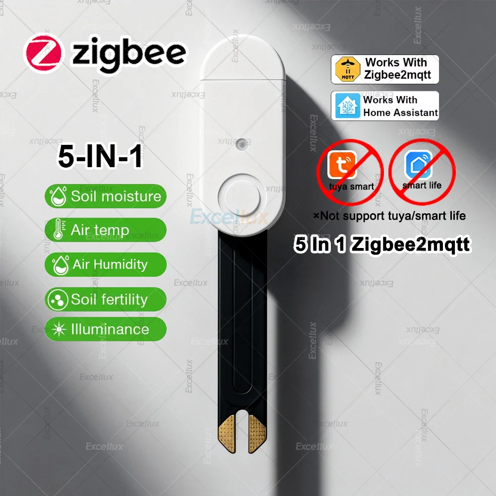 5 In 1 Zigbee Soil Moisture Tester Temperature Humidity Fertility Luminance Detection Sensor For Z2MQTT Tuya Smart Life Optional