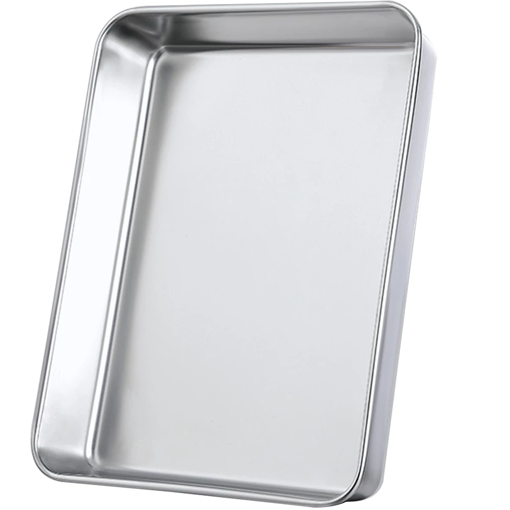 

Stainless Steel Steamer Roasting Tray Large Fruit Plate with Lip for Kitchen Bakery BBQ Pan Container Home Storage