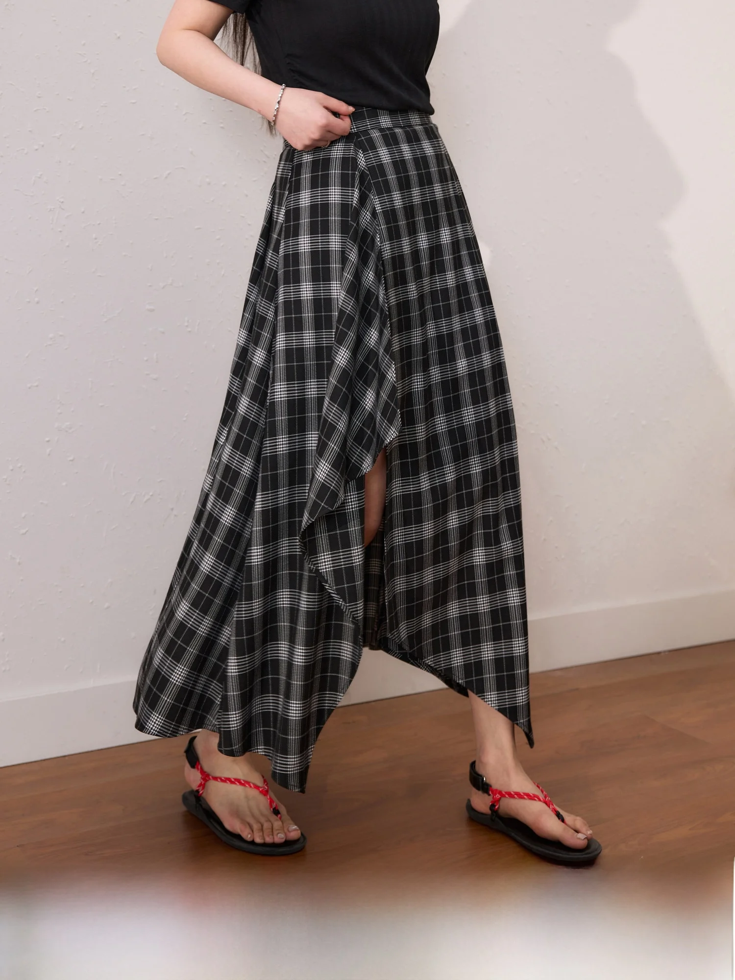 

High Waist A-Line Skirt plus Size Women's Clothing Blue Language Autumn New Cheered Slimming Skirts for Pear aped