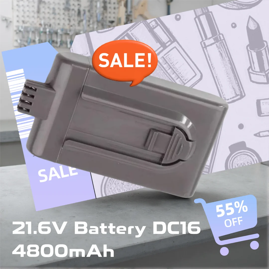 

21.6V 4800mAh for Dyson DC16 Battery Replacement, High Capacity Li-ion for DC16 Animal Handheld Vacuum