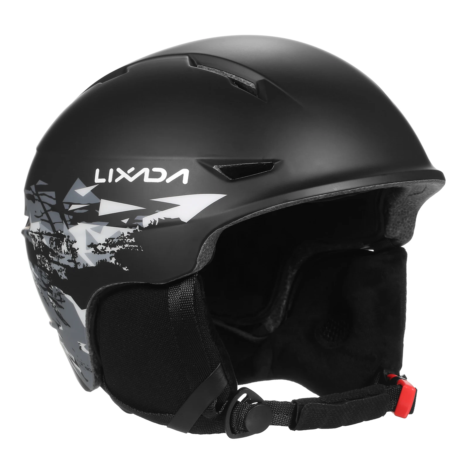 Lixada Snowboard Helmet with Detachable Earmuff Men Women Safety Skiing Helmet with Goggle Fixed Strap Skiing Snow Sports