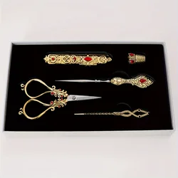 Vintage Style Embroidery Scissors, Complete Vintage SewingTools, With Sewing Needle Box, Awl, SewingThimble,Threader For Sewing