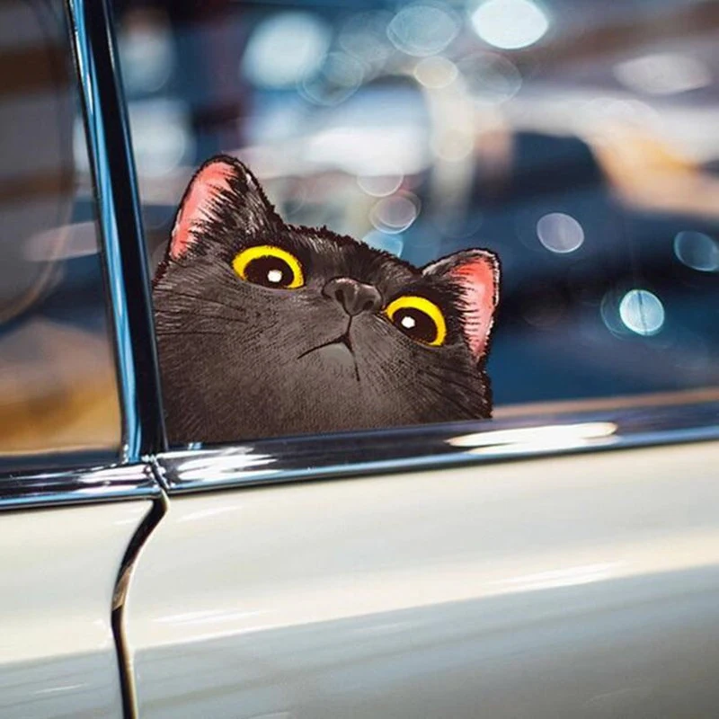 One Pair/Bag Lovely Cat Head Stretched Out Peeking Car Sticker Creative Funny Waterproof Car Suitcase Laptop Sticker Decorations