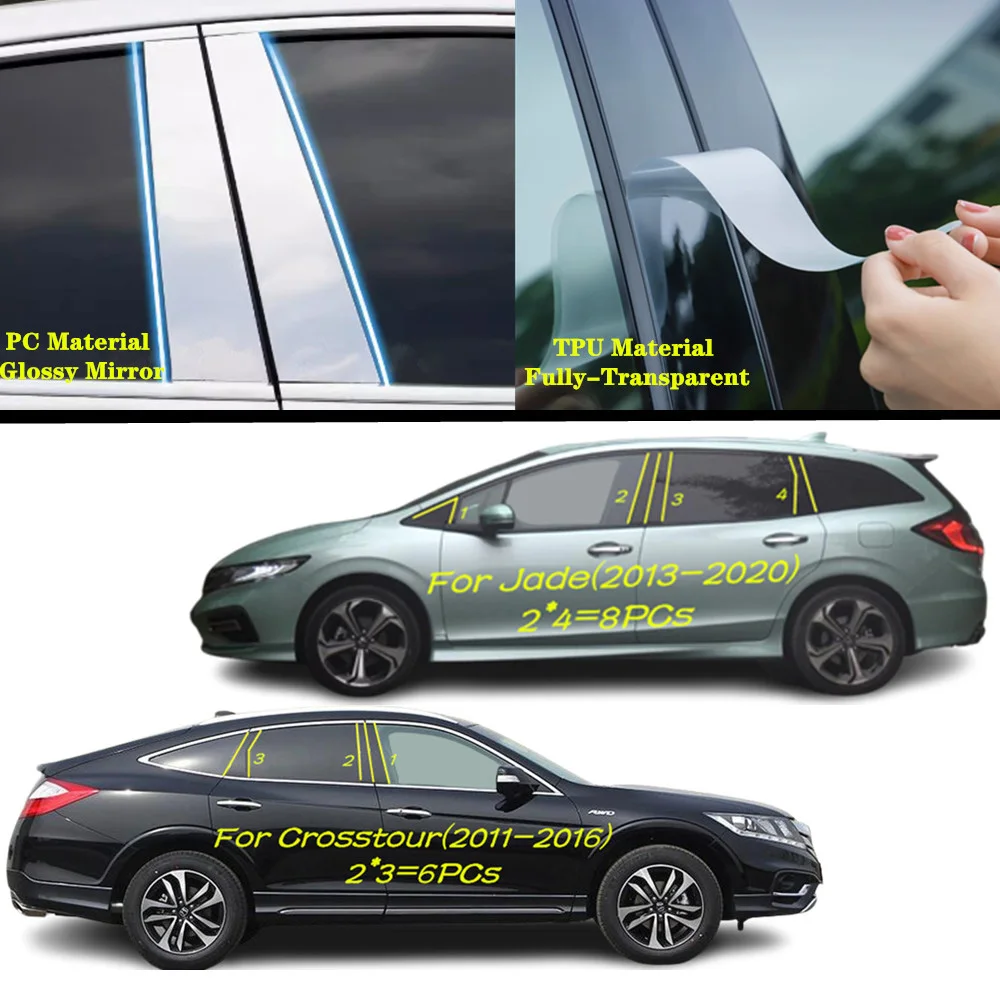 

For Honda Accord Crosstour(2011-2016)/Jade(2013-2021) Car TPU/Glossy Mirror Pillar Post Cover Door Trim Window Molding Sticker