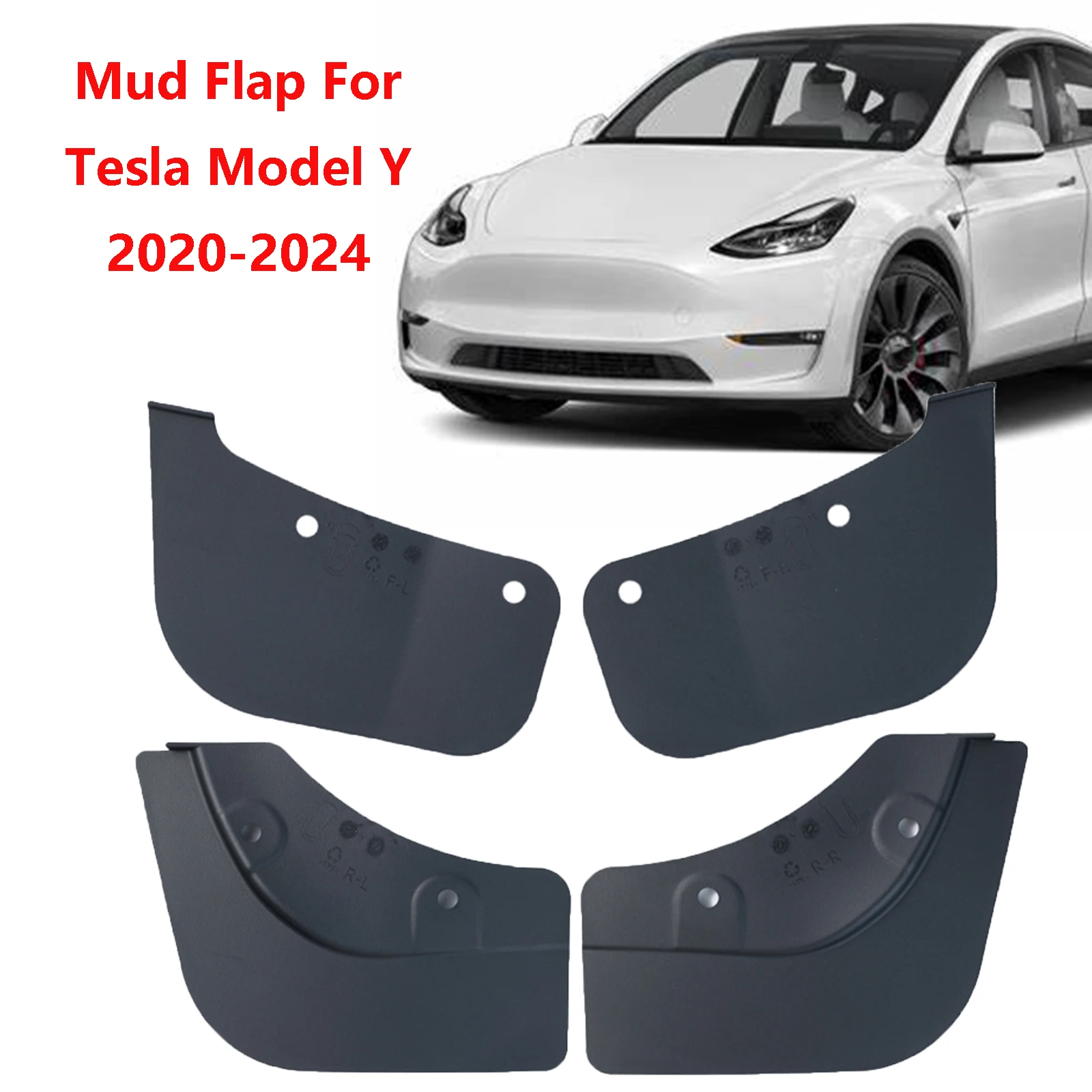 4Pcs For Tesla Model Y 2020-2024 Front Rear TPE Splash Guards Mudguard Fender Mudflap Mud Flap Hidden No Drilling 2021 2022 2023