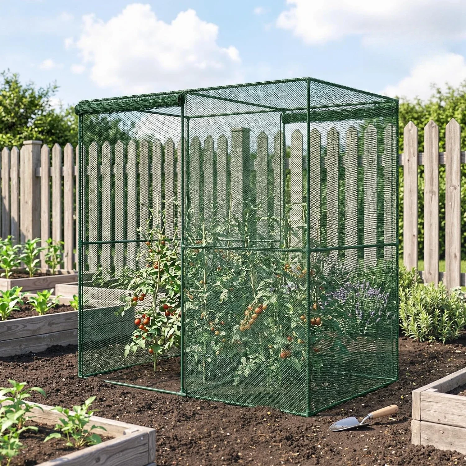 6 ft * 4 ft * 6 ft Walk-In Crop Cage with Steel Frame and Tear-Resistant Mesh for Plant Protection Against Birds and Small Animals