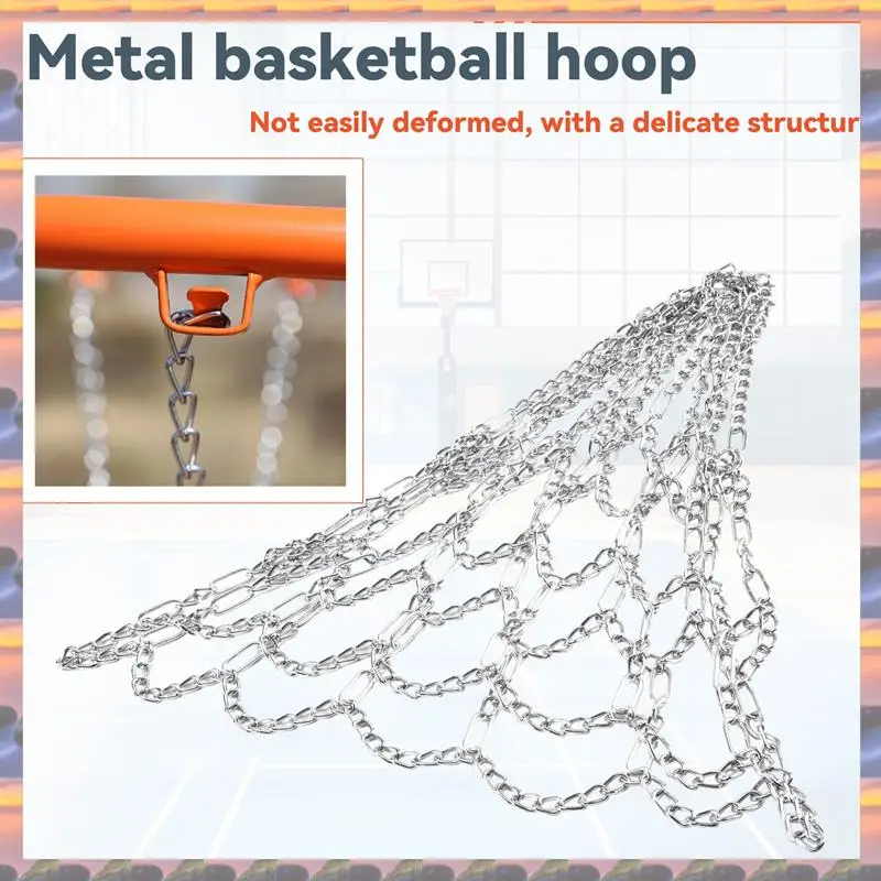 ABML スポーツアイアンチェーンバスケットボールネット屋外 12 ループ標準ヘビーデューティバスケットボールゴール交換ネット