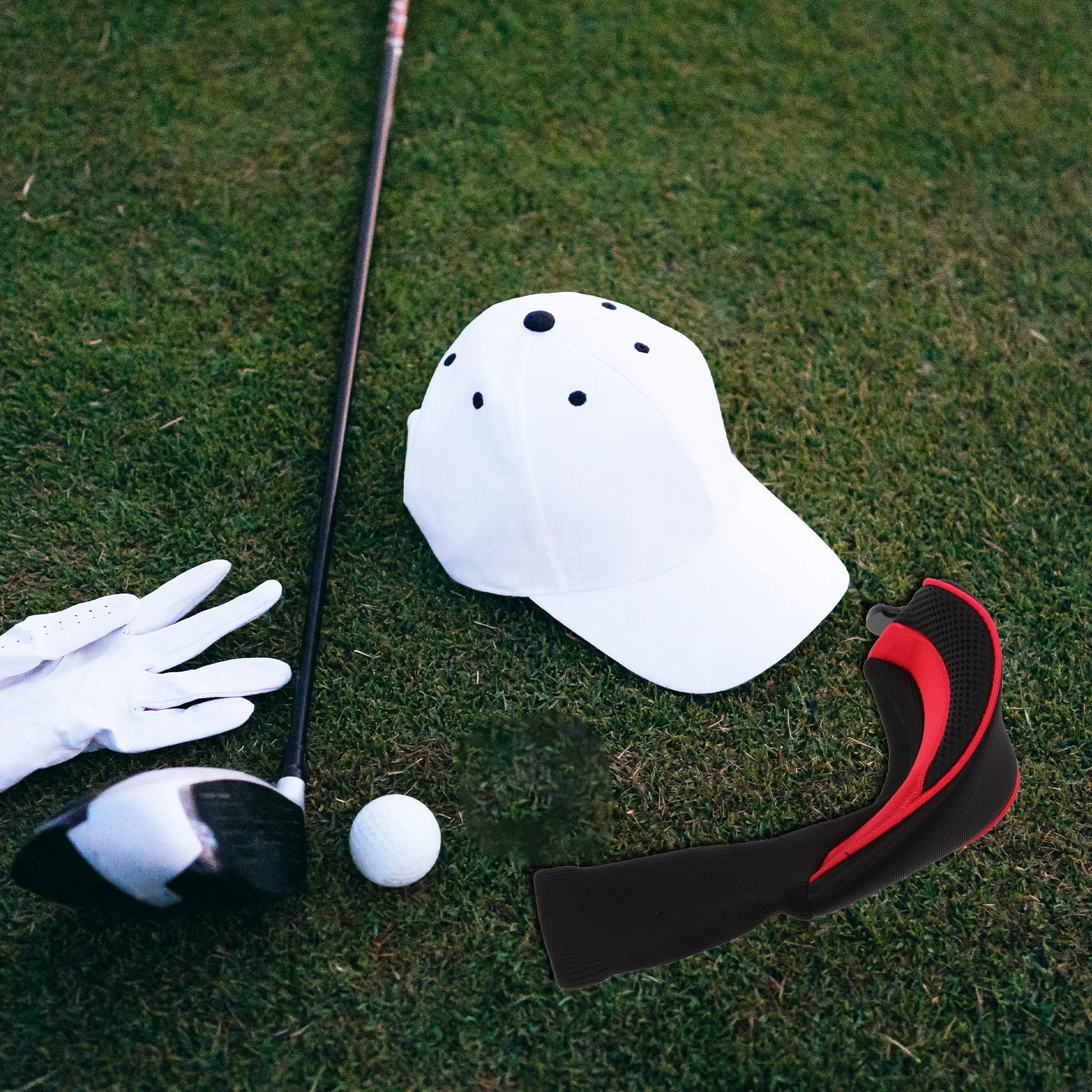 

3Pcs Covers Set Golf Iron Wood Putter Protectors Mesh Design For Easy Carrying Identification Tags Red