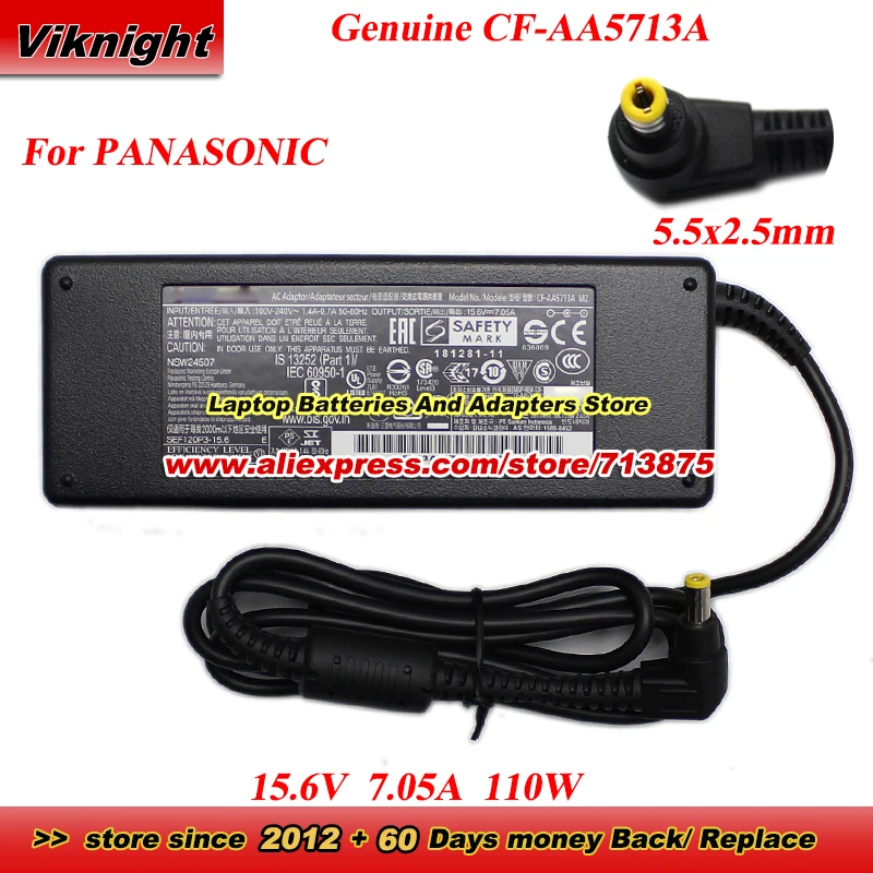 

Оригинальный адаптер переменного тока 15,6 В 7,05 А 110 Вт CF-AA5713A J3 CF-AA5713A J4 CF-AA5713A M2 для Panasonic Toughbook FZ-G1 CF-54 CF-55 CF-56