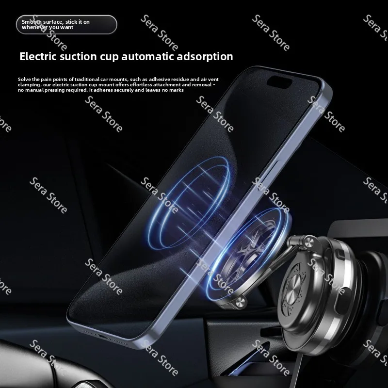 Vacuum suction car mobile phone holder; car navigation air outlet double-sided rotating magnetic suction bracket.