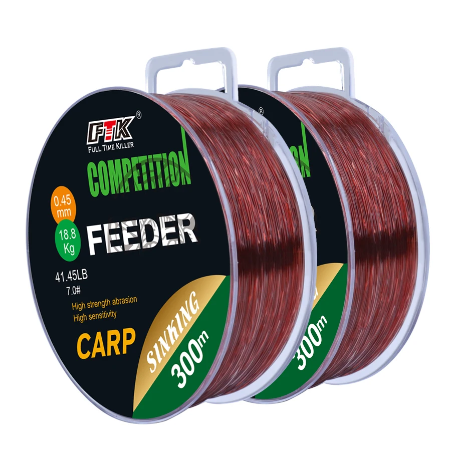 FTK 150M/300M Super Strong Nylon Fishing Line 0.14MM-0.50MM Fluorocarbon Coating Monofilament Carp Fishing Line 15.35LB-44.75LB