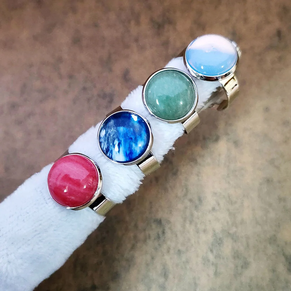 Модное кольцо на палец, 10 шт., женские регулируемые ювелирные изделия, полированные кольца из натурального камня 12 мм, шикарный нежный комплект круглых колец