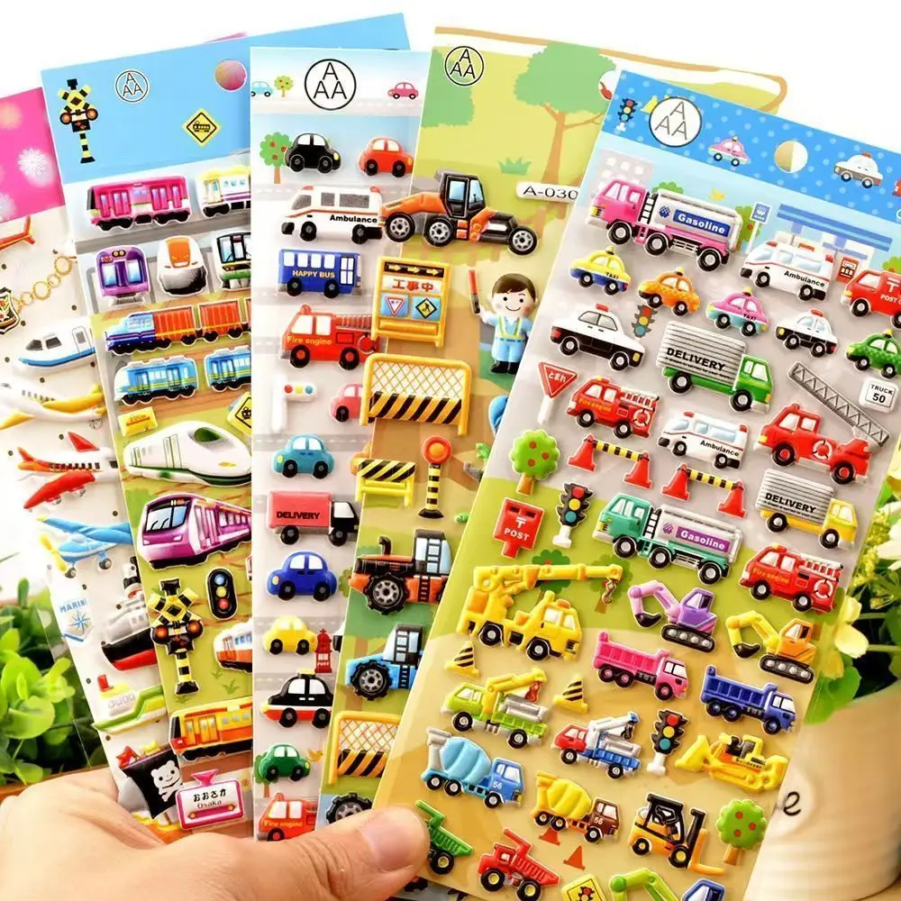 

Cartoon Means of Transportation Sticker 3D Puffy Sticker Relief Sticker Capsule Stickers Scrapbooking Gifts for Boys and Girls