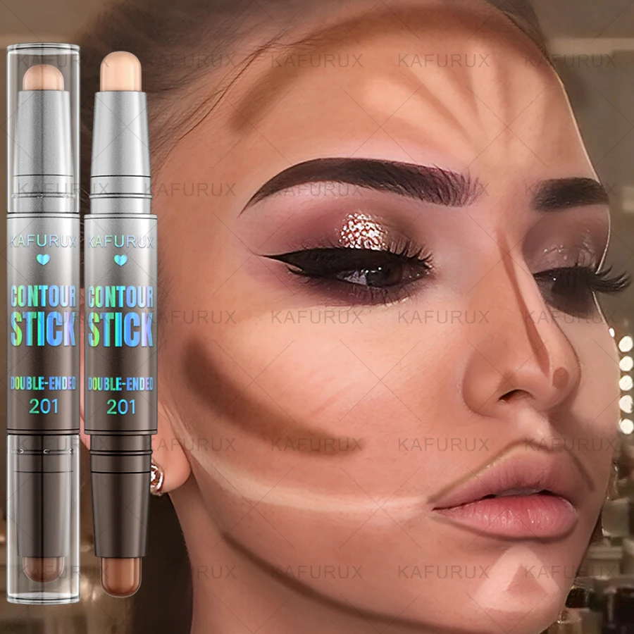 1pc Dual-ended Contour Stick, Facial Foundation, Concealer, Waterproof Dark Circles, Correcting Contour Concealer, Korean Makeup