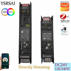 DC24V Tuya Zigbee Dimmer Transformer 2in1 Dimmable Led Driver 120W 240W Dual White RGBCCT Voice APP Control for Alexa Google