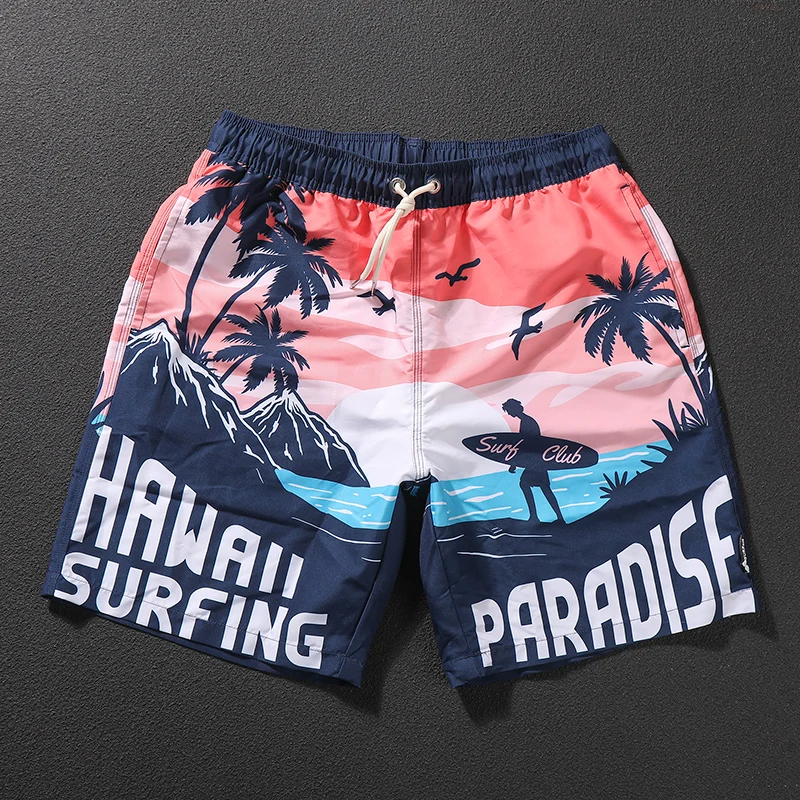 Summer Shorts Men\'s Trendy Cartoon Printed Hip-Hop Shorts Loose And Casual Hawaiian Beach Pants Quick Drying Pants