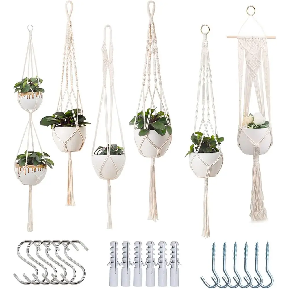 Plant Hangers Indoor Hanging Planters, 6 Pack Hanging Plant Holders Indoor Hanging, Outdoor Lower Pots Holder