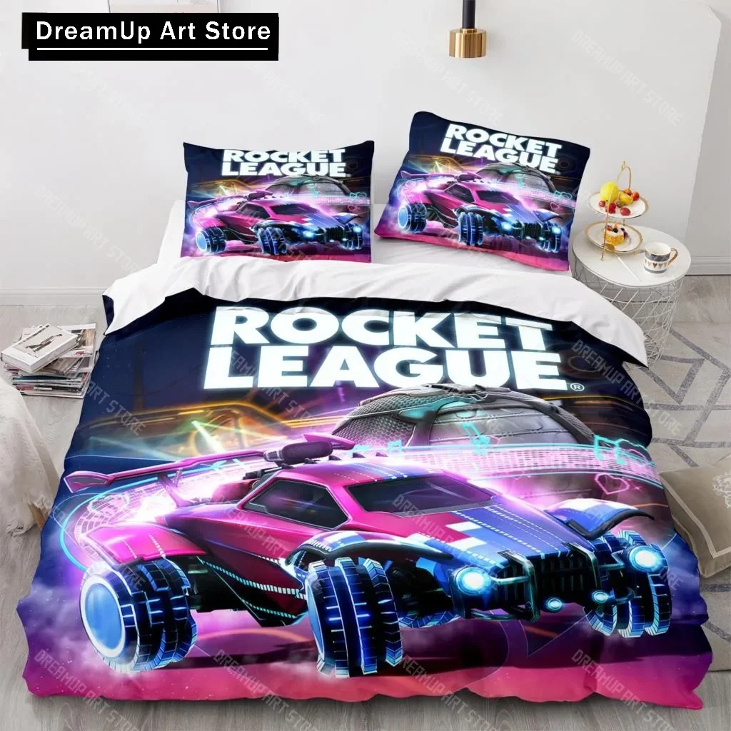 طقم سرير Rocket League مفرش سرير فردي مزدوج كامل الملكة كينج الحجم سيارة Rocket League طقم سرير غطاء لحاف غرفة نوم الأطفال