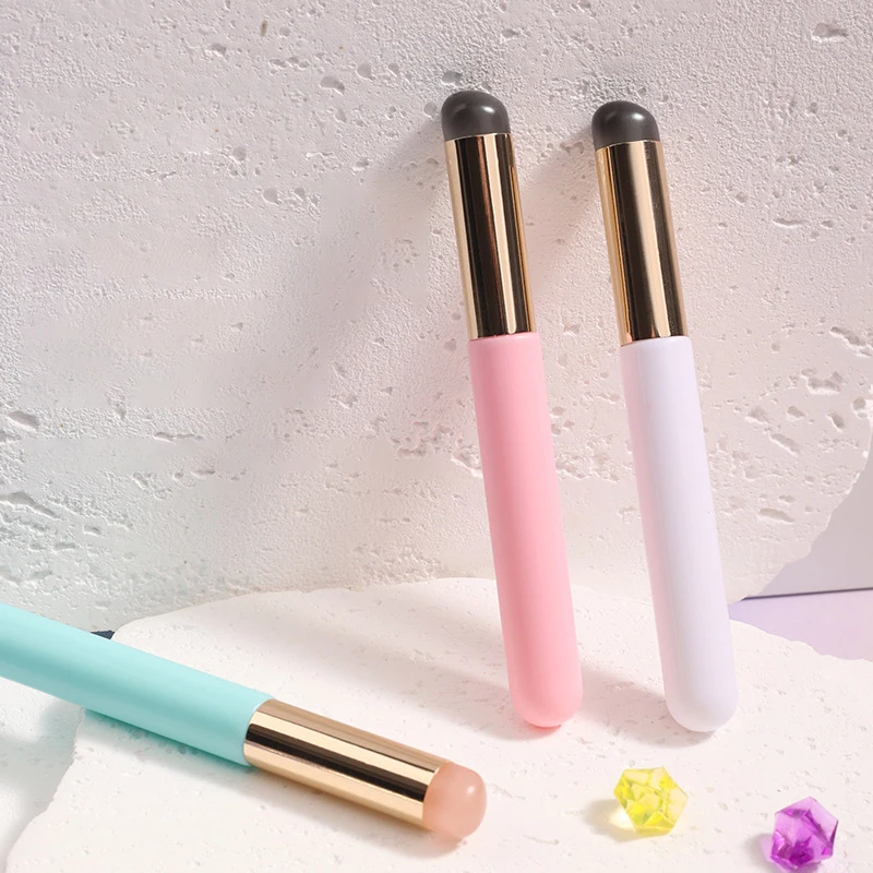 Pennello per labbra in silicone Correttore angolato Pennello per trucco Strumento portatile Testa tonda Dito Q Pennello per rossetto morbido Pennello per correttore