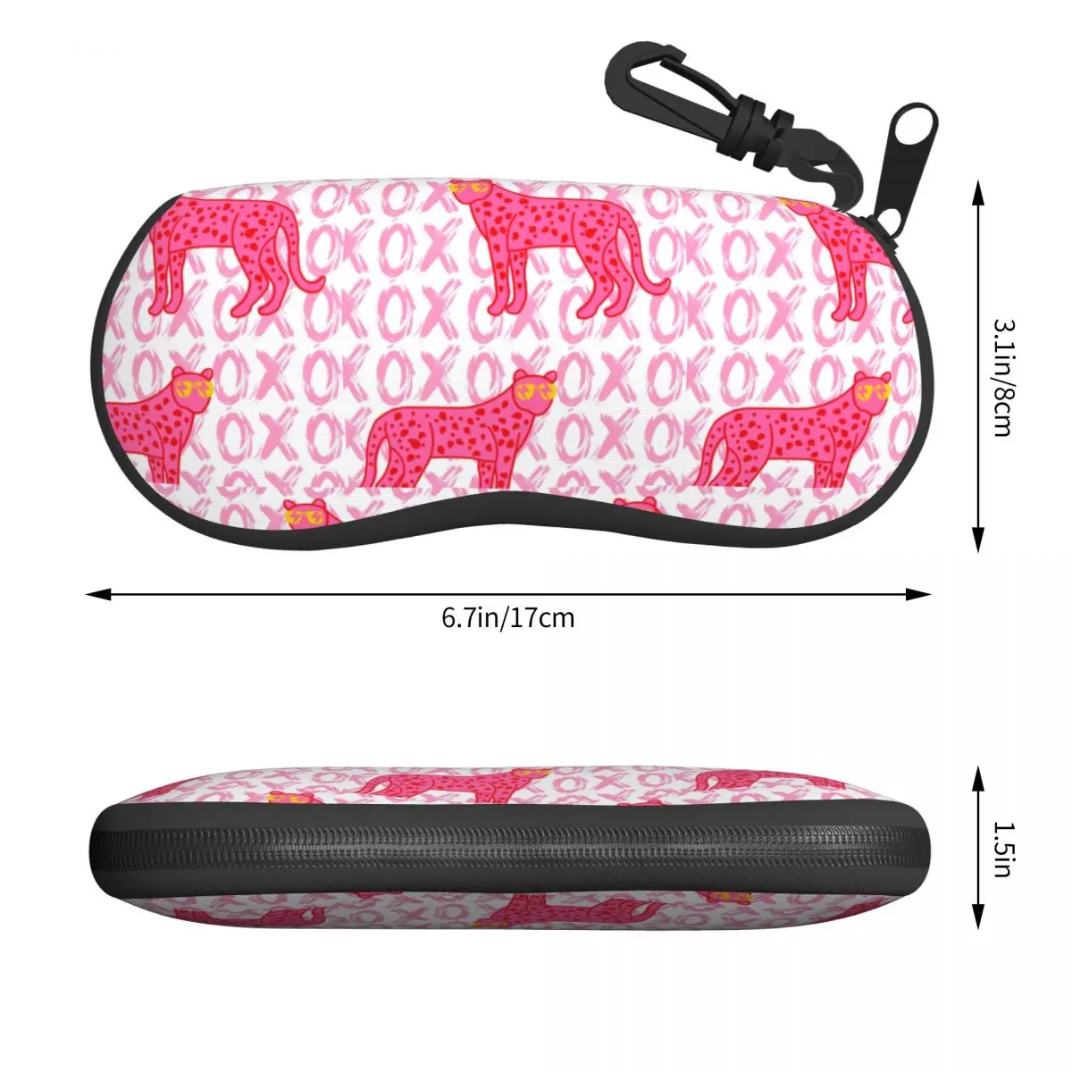 Custom Cheetah XOXO Shell Glasses Case Unisex Travel Preppy Pink Lightning Girl Purple Eyeglasses Case Sunglasses Protector Box