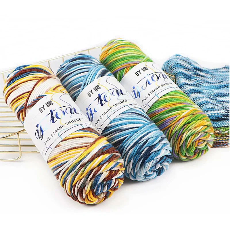 1pc 100g Tricot Fancy Knitting Yarn Crochet Soft Cotton 200m Colorful Thread Yarn Ilos Para Tejer