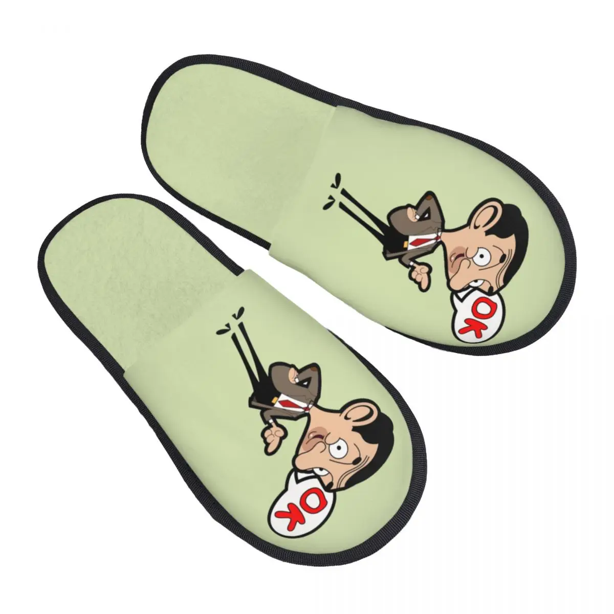 Custom Mr Bean Comedian Cartoon Guest Slippers for Bedroom Women Humor British Sitcom House Slipper