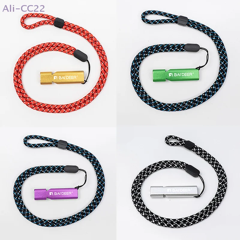 

{MX} 5 Colors Double-Tube Whistle Keychain Outdoor Portable Aluminum Alloy High Decibel Whistle For Camping Hiking