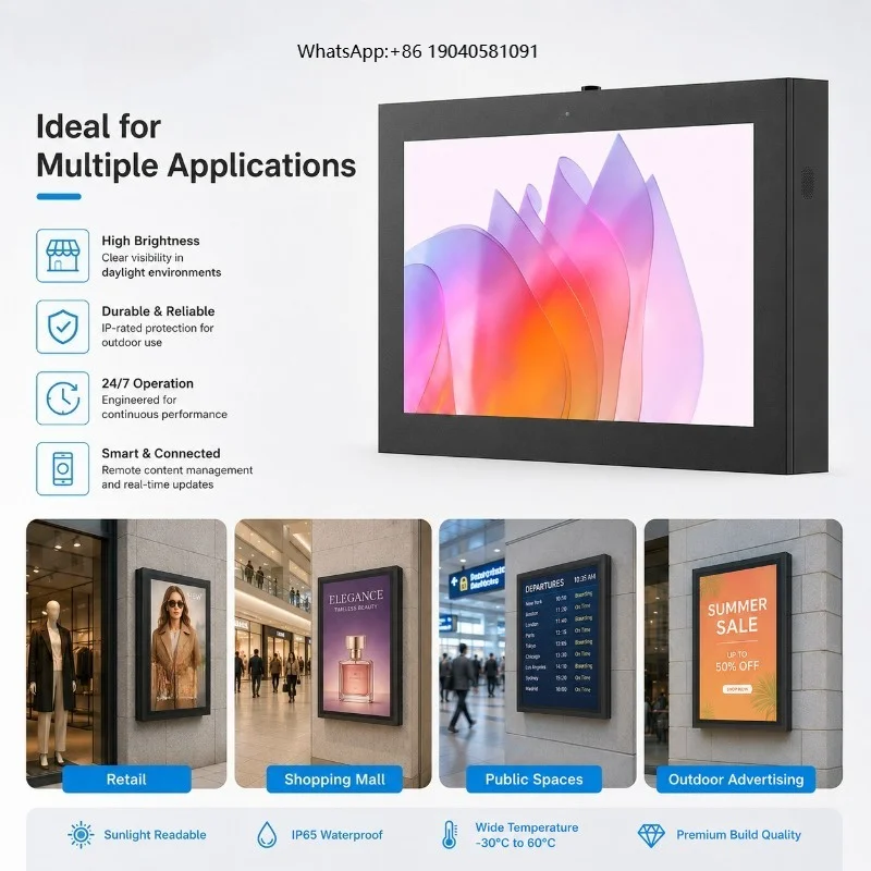 Factory OEM Outdoor Display Screen Commercial LCD Advertising Display with Custom Size Support