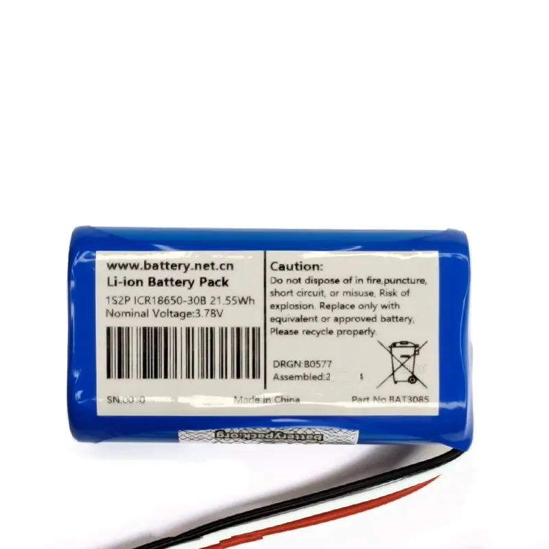 

ICR18650-30B 1S2P 21.55Wh 3.78V Rechargeable Lithium Battery Pack
