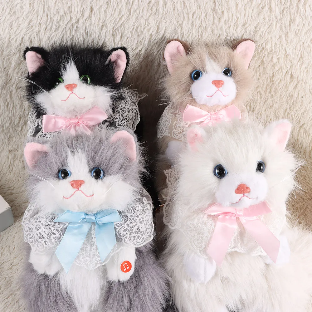 New Realistic Cat Simulated Puppet Cat Backpack Soft Fluffy Cute Cartoon Doll Backpack School Bags Travel Storage