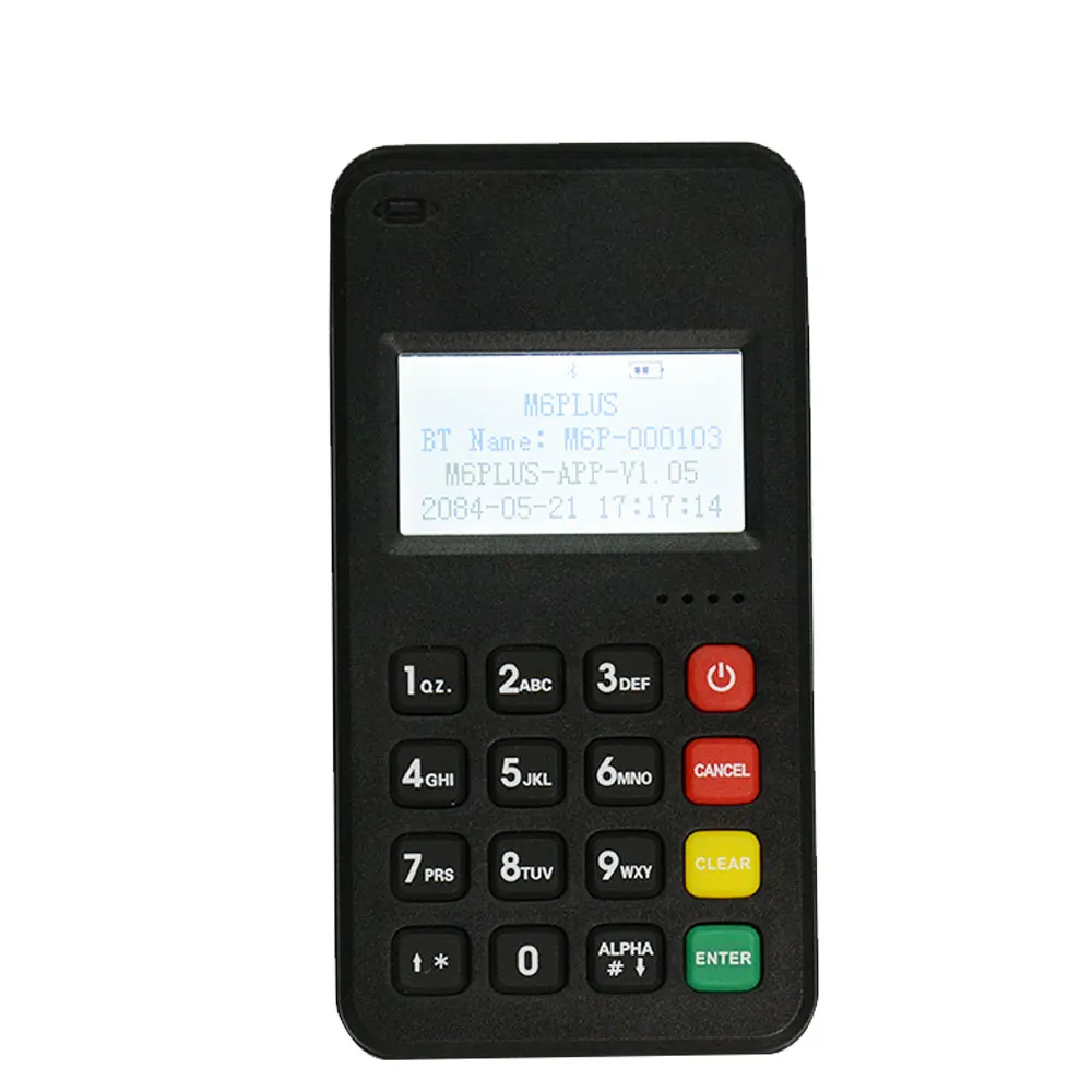 Bluetooth EMV PCI Contactless NFC Android Mpos with Pinpad for Bank Card payment transaction (M6 Plus)