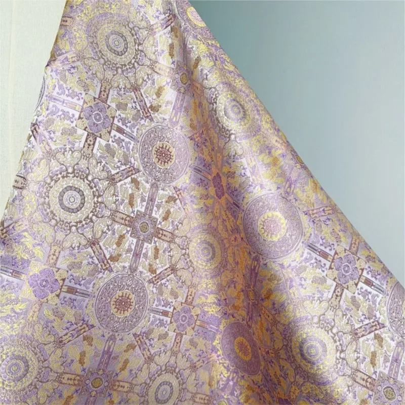 Light purple classic brocade jacquard fabric new Chinese-style waistcoat cheongsam throw pillow tea setting