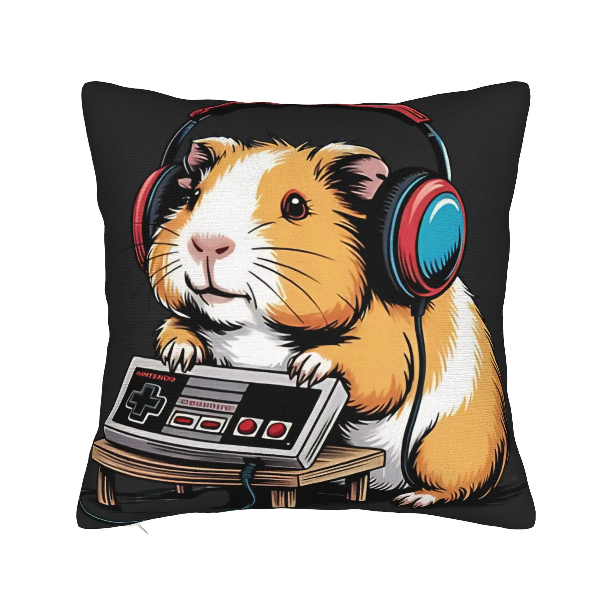 Guinea Pig Gamer Video Gaming Animal Rodent Love Pillowcases  Cute Funny Pillow Case For Sofa Home Decoration Comfy Pillow Cover